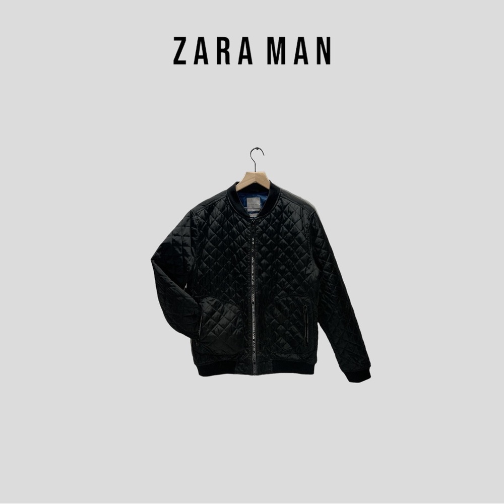 ZARA MAN black quilted Bomber Jacket XL 🔥